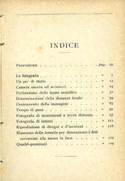 La fotografia senza obiettivo, index